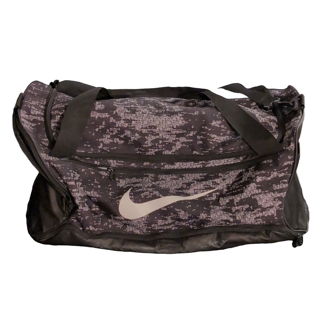 Nike Brasilia Large Black White Digital‎ Camo Travel Gym Duffel Bag Men's 24"